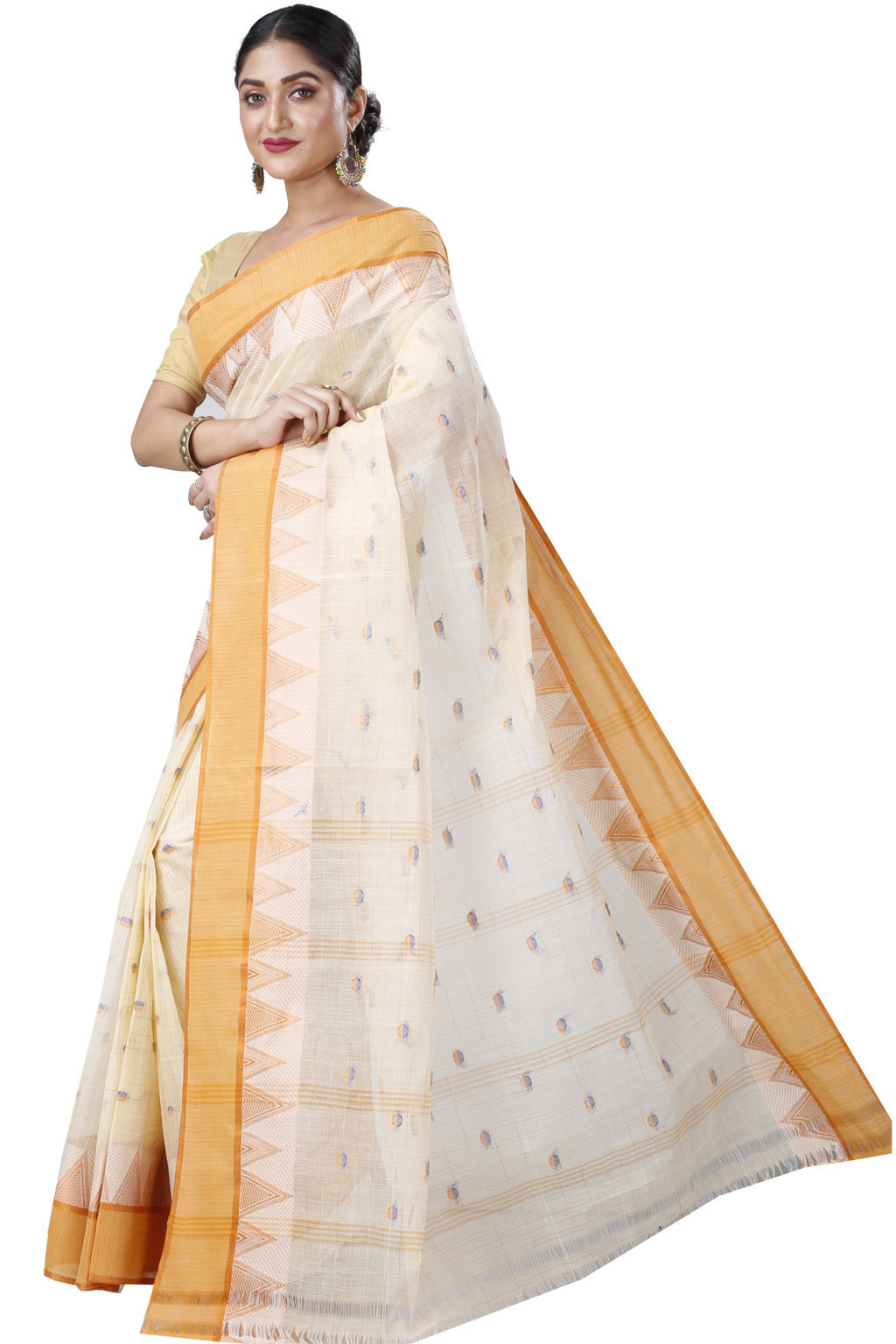 Yellow Pure Cotton Ishvari Tant Saree (1082)